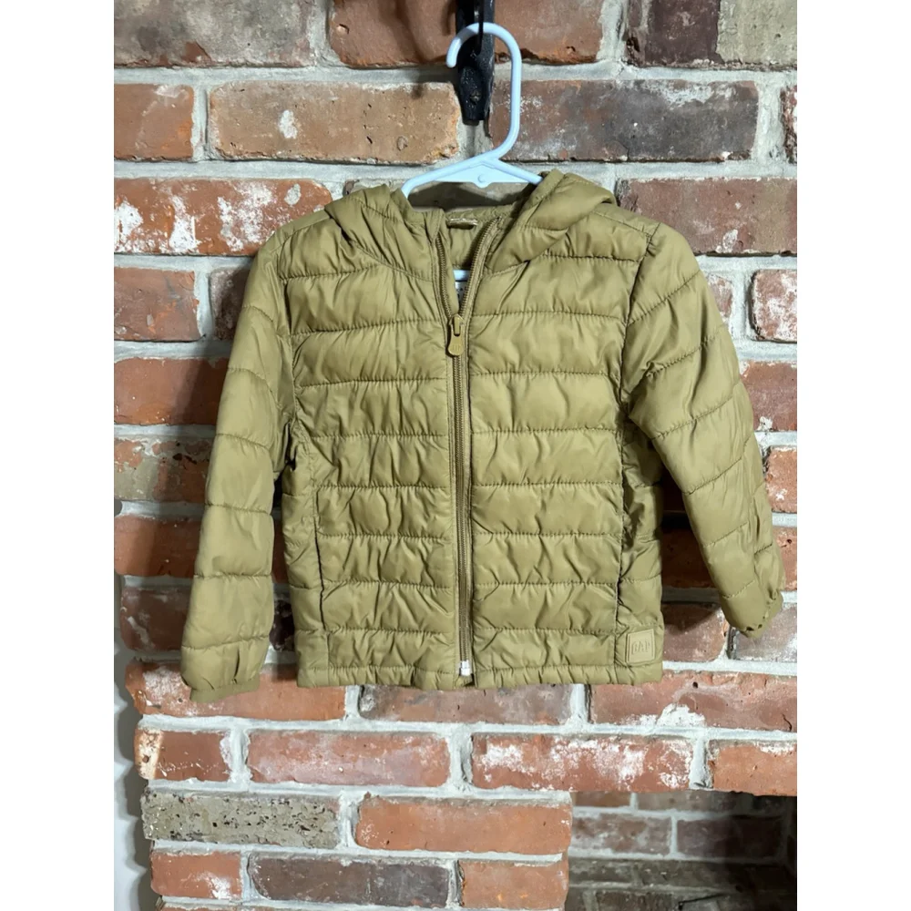 Baby Gap Hooded Puffer Jacket Beige Tan Two Years Preowned Good Condition
